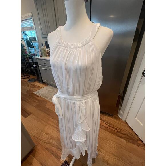 Cato White Sparkle Halter Midi Faux Wrap Dress - Medium - Picture 4 of 11